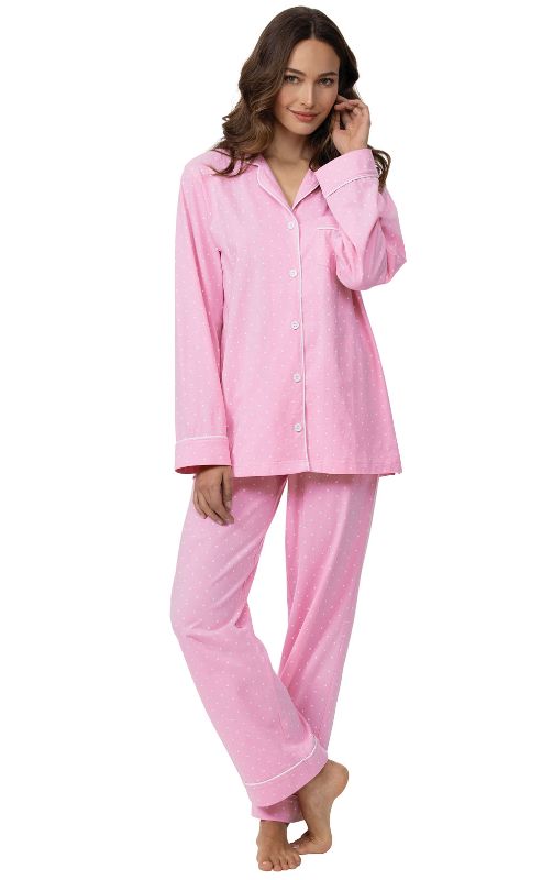 Photo 1 of Classic Polka-Dot Boyfriend Pajamas - Pink  SIZE XLT 
