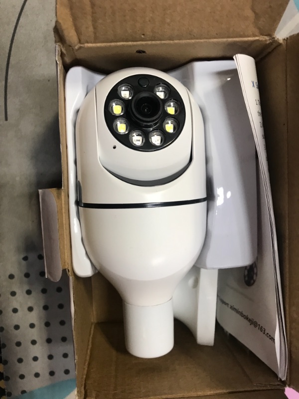 Photo 2 of 5G Hz Wireless Camera, HD 1080P Security Camera E27 Bulb Camera, 360 Degree Wireless Home Surveillance Cameras, Full Color Night Vision Infrared Camera, Smart Motion Detection (White)
