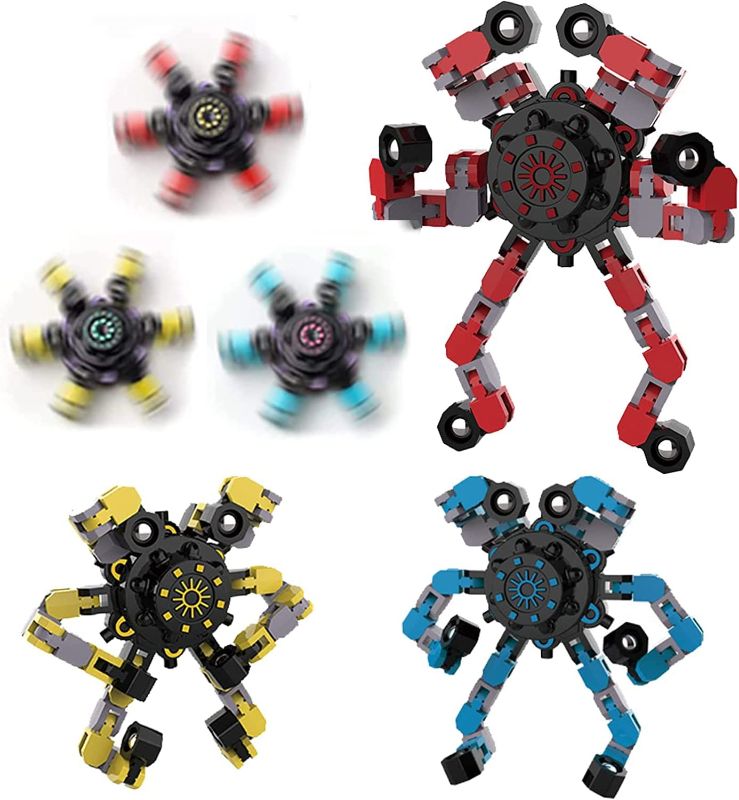 Photo 1 of 3 Pcs Deformable Robot Fidget Spinners Toys for Party Favor, Transformable Fingertip Spinner for Classroom Prizes, Halloween for Kids Goodie Bag Stocking Stuffers
