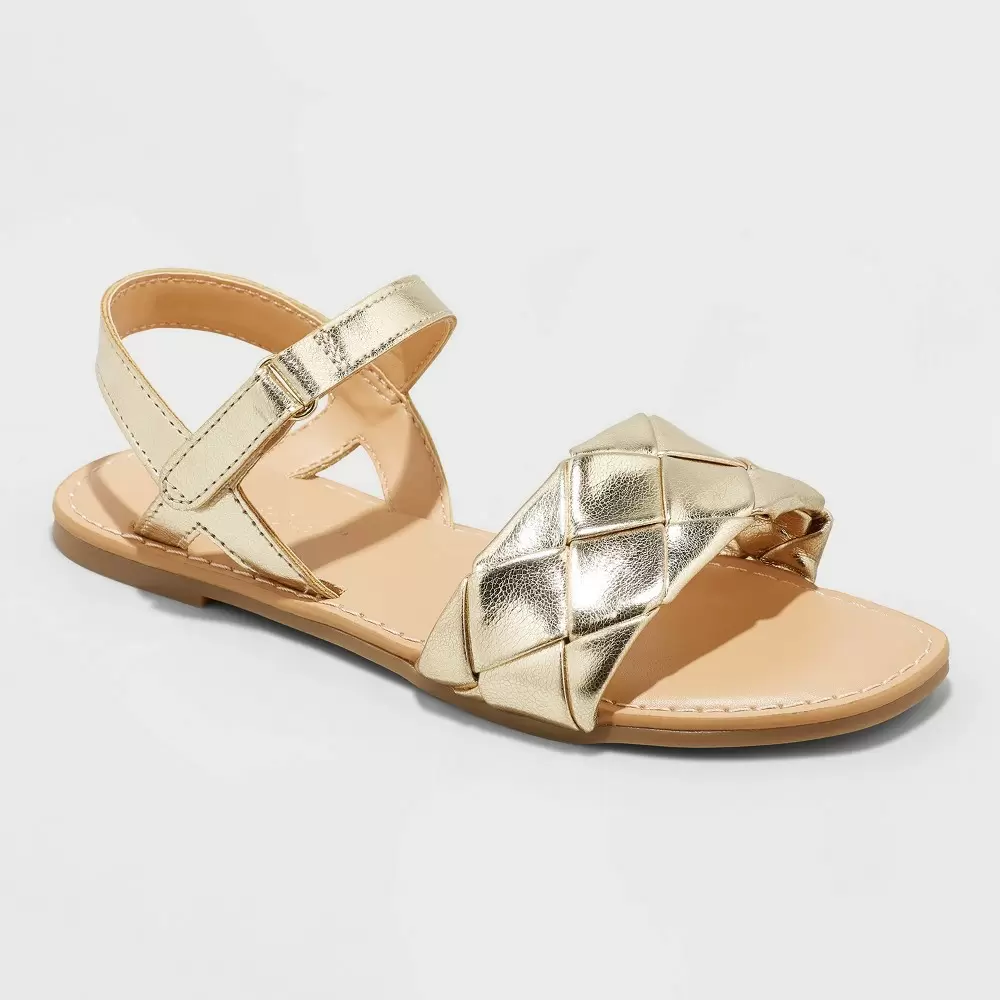 Photo 1 of Girls' Julia Metallic Ankle Strap Sandals - Cat & Jack Gold 2
