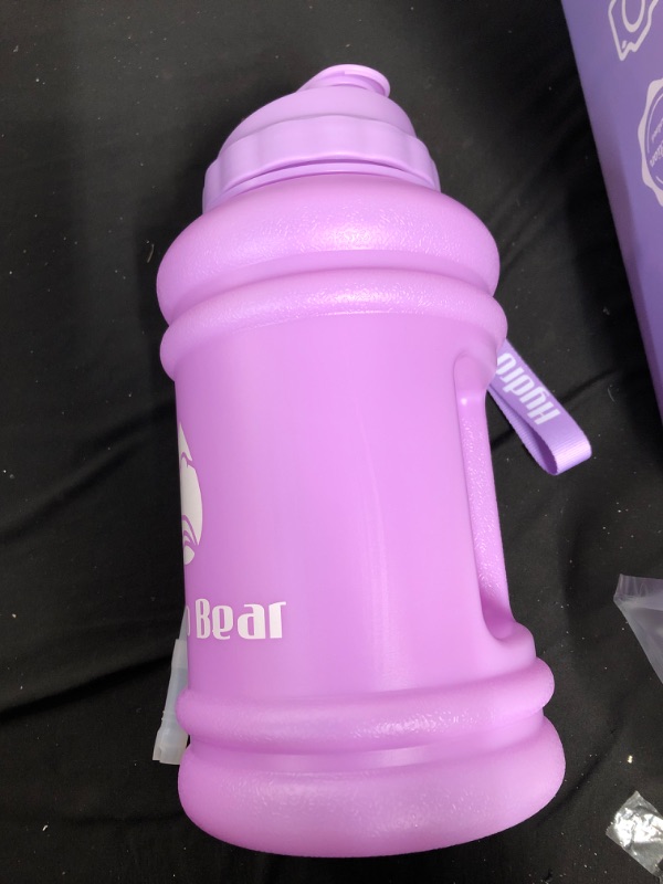 Photo 2 of 64oz Half Gallon Hydro Bear Water Bottle Half Gallon BPA Free Plastic Motivational Water Bottle with Straw for Gym Fitness and Outdoor Sports
