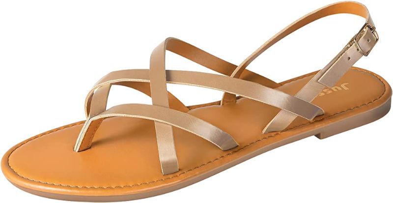 Photo 1 of Flat Sandals for Women Strappy Sandal, Jussy Adjustable Flat Sandals with Buckled Ankle Strap Simple Classic Sandals Ladies Sandals
size 8.5