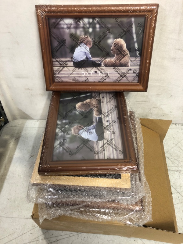 Photo 2 of 5"x7" Picture Frames Brown 4 Pack Solid Wood Picture Frames for Wall and Tabletop - Set of 4