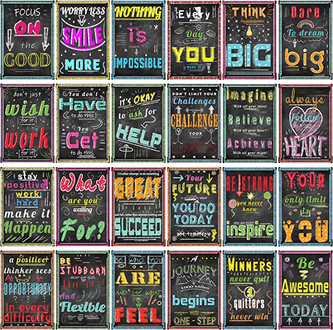 Photo 1 of  Motivational Posters for Classroom Office School Decorations, Growth Mindset Poster Wall Art, Inspirational Quotes for Students, Teacher Supplies, 12 x 17 Inches