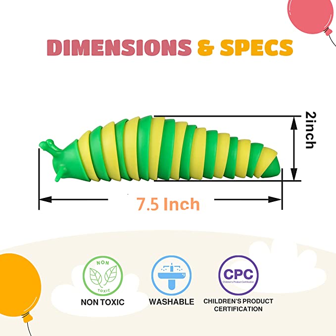 Photo 2 of Anxiety Toy, Decompression Bendable Slug for Relaxation, Sticky Stretchy Jointed Toy, Handheld Sensory Toys for Kids and Adults (First Edition)