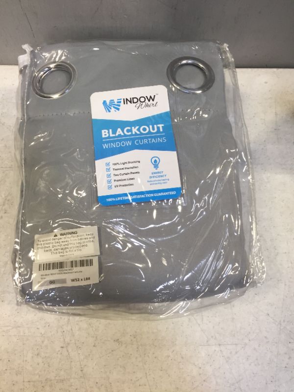 Photo 2 of 100% Blackout Window Curtains: Room Darkening Thermal Window Treatment with Light Blocking Black Liner for Bedroom, Nursery and Day Sleep - 2 Pack of Drapes, Glacier Gray (84” Drop x 52” Wide Each)
