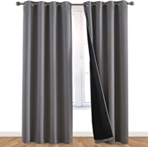 Photo 1 of 100% Blackout Window Curtains: Room Darkening Thermal Window Treatment with Light Blocking Black Liner for Bedroom, Nursery and Day Sleep - 2 Pack of Drapes, Glacier Gray (84” Drop x 52” Wide Each)
