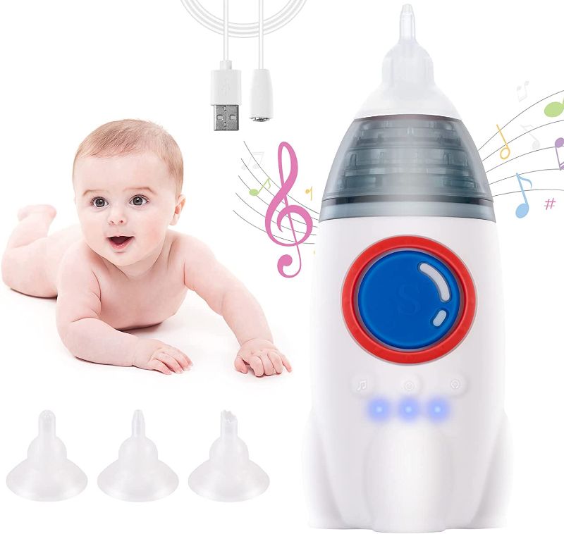 Photo 1 of Baby Nasal Aspirator - Electric Nose Sucker with USB Rechargeable, Adjustable intensities & 3 Replaceable Silicone Tips Nasal Aspirator for Baby Toddlers
