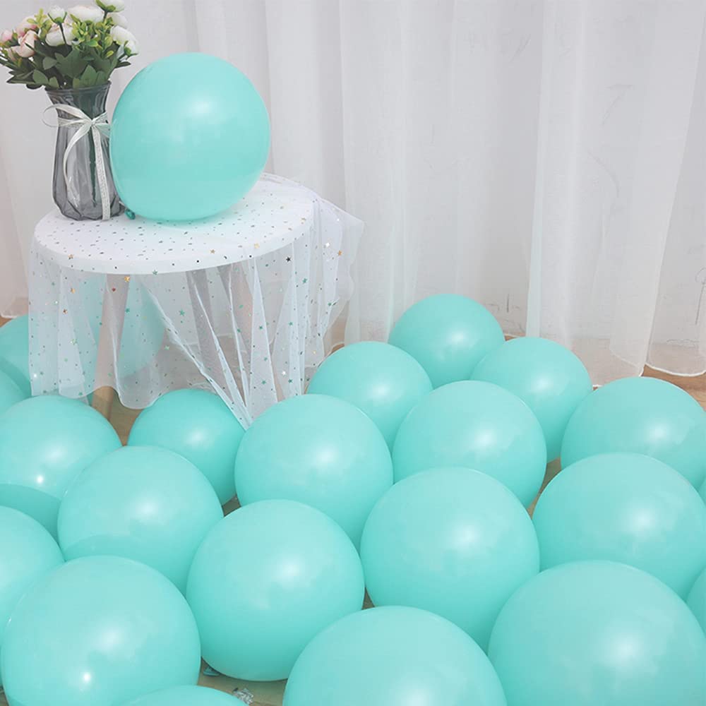 Photo 1 of 100 PCS Balloons 12 Inches Latex Premium Helium Quality, Baby Shower Pastel Macaroon Style Decorations Birthday Wedding Balloons for Party (Tiffany Blue)
