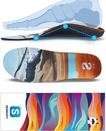 Photo 1 of SENNOFIT Plantar Fasciitis Arch Support Insoles, Neutral Support Orthotic Shoes Inserts Shock Absorption Relieve Flat Feet & Foot Pain for Men/Women/Juniors/Kids (XL:11-13, Tekapo Pattern)
