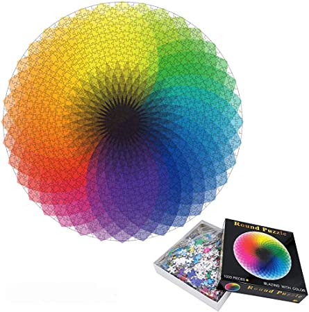 Photo 1 of BEFANS 1000 Pieces Jigsaw Puzzle Gradient Color Rainbow Large Round Jigsaw Puzzles for Adults and Kids
