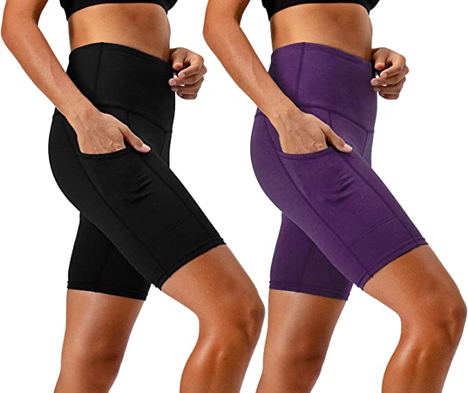 Photo 1 of DEVOPS Women's 2-Pack High Waist Workout Yoga Running Exercise Shorts with Side Pockets
XS