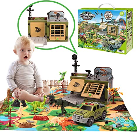 Photo 1 of Dinosaur Playset w/ Activity Play Mat, Educational Realistic Dinosaur Toys for Kids with Take Apart Car & Laboratory, Create a Dino World Dino Figures Toys Birthday Gift for Kids Age 3+ Year Old
