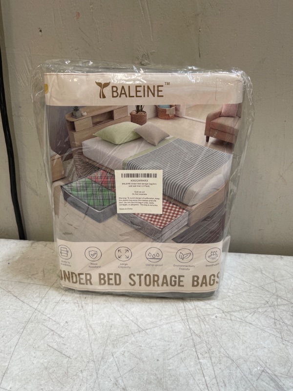 Photo 1 of BALEINE 2 Pack Underbed Storage Bags with Zippers, Clear Top and Reinforced Handles to Organize Clothes, Comforters, Shoes and Gift Wrapping Paper, Linen Fabric, Rigid Sidewall
