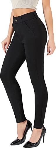 Photo 1 of AUSIMIAR Women's Stretch Skinny Dress Pants,Super Comfy Pull-on Black Leggings for Work or Casual(Black)
