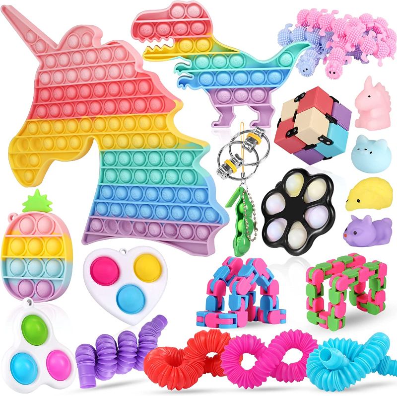 Photo 1 of Fescuty Fidget Toys Pack Set Pop Fidgets Toy Sets Packs Fidget Toys Pack Stress Relief and Anti-Anxiety Tools Sensory Toys (22 Packs)
