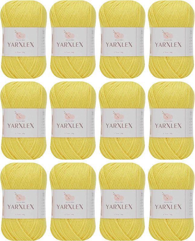 Photo 1 of YarXlex 100% Cashmere Luxury Soft Lightweight Crochet and Knitting Yarn - Lemon, 009
