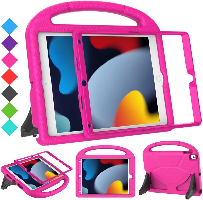 Photo 1 of SUPLIK Kids Case for iPad 9th/8th/7th Generation - iPad 10.2 inch 2021/2020/2019 Case with Built-in Screen Protector, Durable Shockproof Handle Stand Kids Case for Apple iPad 7/8/9 Gen, Pink
