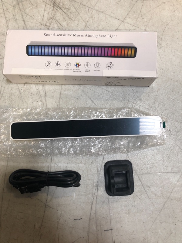 Photo 3 of RGB Sound Reactive LED Light Bar, Sound Control Light?32 Bit Music Level Indicator, Creative Colorful Sound Control Ambient Light, Voice-Activated Pickup Rhythm Light for Party, Car Light, Desktop
