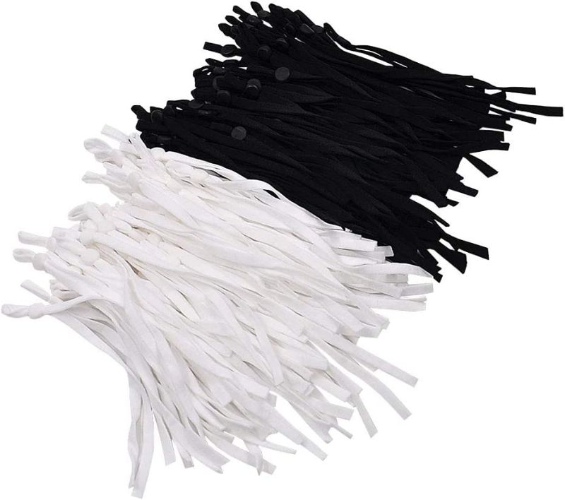 Photo 1 of 100 Pcs Elastic Bands with Adjustable Buckle,Elastic String Bands with Cord Locks,DIY Elastic Bands for Ear Loops,50pcs White and 50pcs Black
