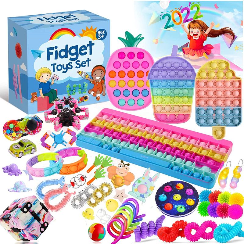 Photo 1 of Fidget Packs Sensory Fidget Toys Set,53Pcs Cheap Cheap Fidget Packs, Big Keyboard Stress Relive Anxiety Relief Fidget Toy Pack for Kids Adults (41A1, Silicone)
