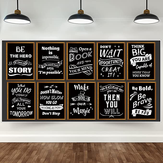 Photo 1 of 10 Pieces Motivational Classroom Bulletin Board Posters Decorations For School Office Wall Art Decorations?Inspirational Quote Posters?Growth Mindset Posters?11*14 Inch?
