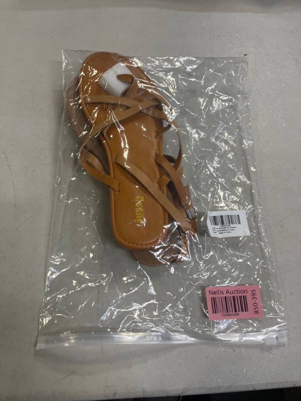 Photo 1 of Flat Sandals for Women Strappy Sandal, Jussy Adjustable Flat Sandals with Buckled Ankle Strap Simple Classic Sandals Ladies Sandals
SIZE 8.5 BROWN