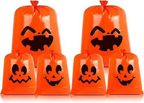 Photo 1 of CCINEE Pumpkin Lawn Bag,Halloween Leaf Bag Jack-O-Lantern Fall Trash Bag with Twist Tie for Outdoor Decoration (3PCS)