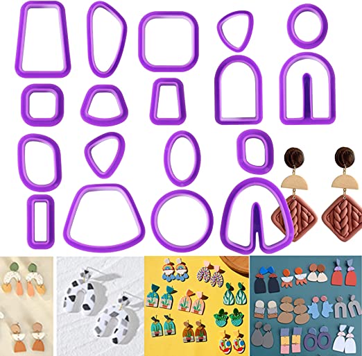 Photo 1 of 118PCS Polymer Clay Cutters, Set of 18 Earring Clay Cutters Polymer Clay Jewelry Making with Earring Cards Earring Hooks Jump Rings Earring Backs
