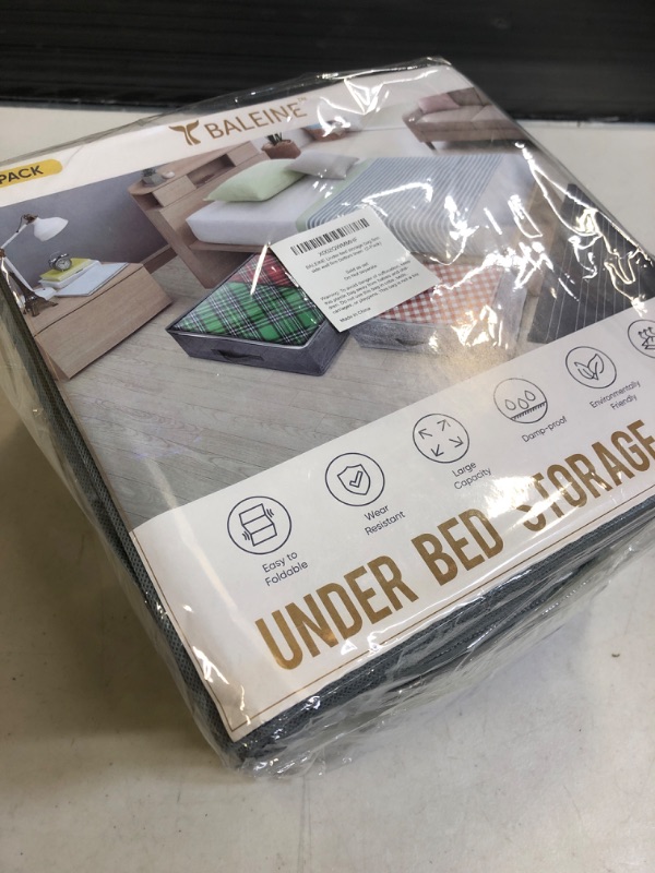 Photo 1 of BALEINE 2 Pack Underbed Storage Bags with Zippers, Clear Top and Reinforced Handles to Organize Clothes, Comforters, Shoes and Gift Wrapping Paper, Linen Fabric, Rigid Sidewall & Bottom