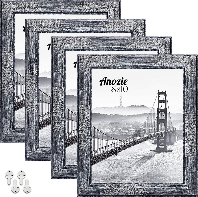 Photo 1 of 8x10 Picture Frame Set of 4 High Definition Glass Photo Frames with Decor Vertical or Horizontal Installation Oil Painting Matte Flat Plastic Frame for Wall Mounting or Tabletop Display,Snzimtty
