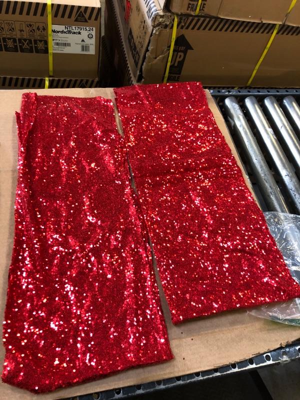 Photo 1 of 2PC RED SEQUINED FABRIC 