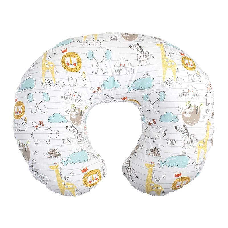 Photo 1 of Boppy Nursing Pillow and Positioner - Original | Multicolor Storybook Stripe | Breastfeeding, Bottle Feeding, Baby Support | with Removable Cotton Blend Cover | Awake-Time Support
