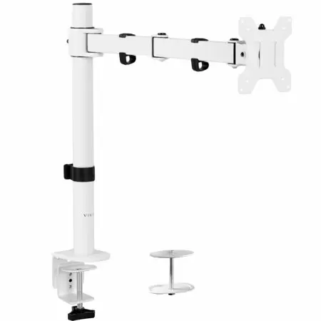 Photo 1 of White Single Adjustable LCD Monitor Desk Mount Stand for 1 Screen
