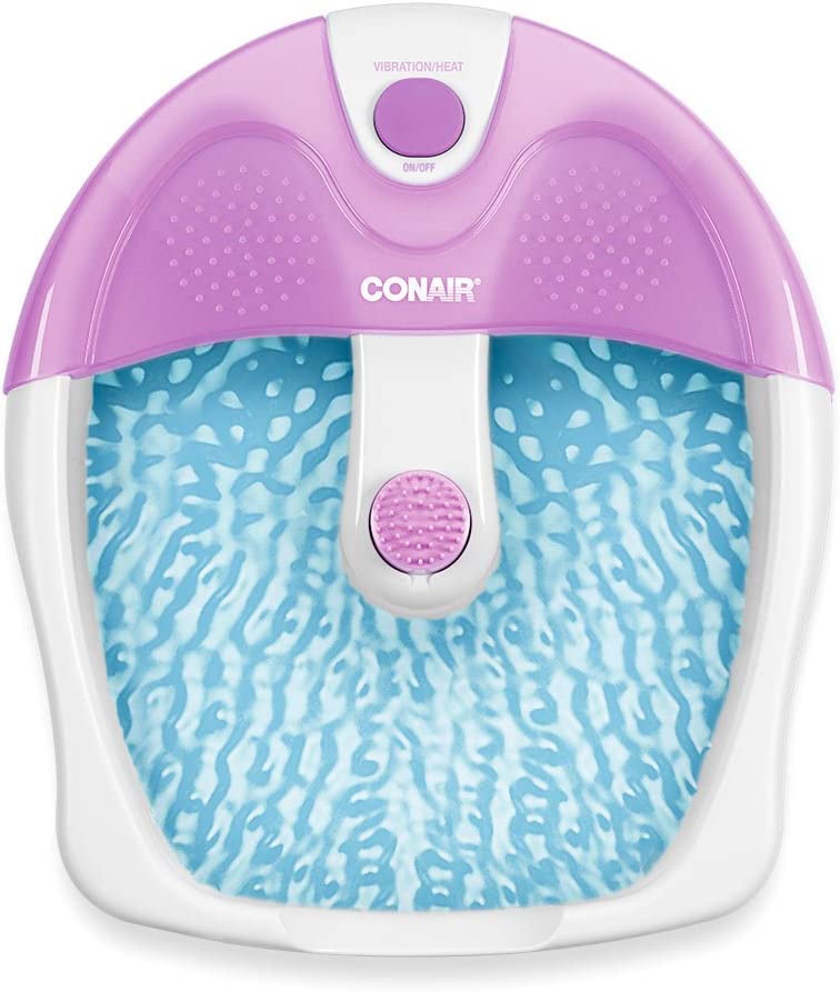 Photo 1 of Conair Soothing Pedicure Foot Spa Bath with Soothing Vibration Massage, Deep Basin Relaxing Foot Massager with Jets, Pink/White
