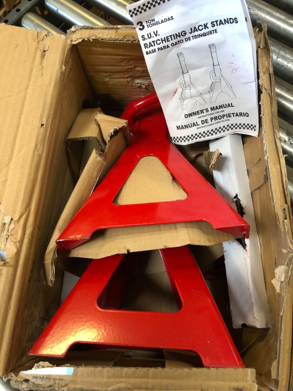 Photo 3 of BIG RED T43006 Torin Steel Jack Stands (Fits: SUVs and Extended Height Trucks): 3 Ton (6,000 lb) Capacity, Red, 1 Pair