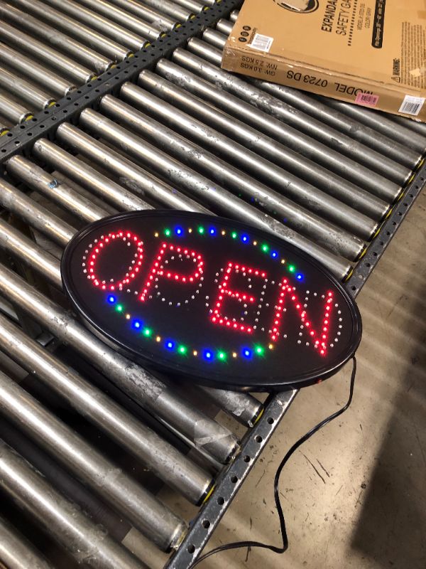 Photo 2 of GPC Inc. - 23"x14" Large Jumbo Size LED Open Closed Sign with Business Hours Sign Ultra-Bright Electronic Advertisement Display Window, Bar, Shop, Hotel, Storefront, Barbershop