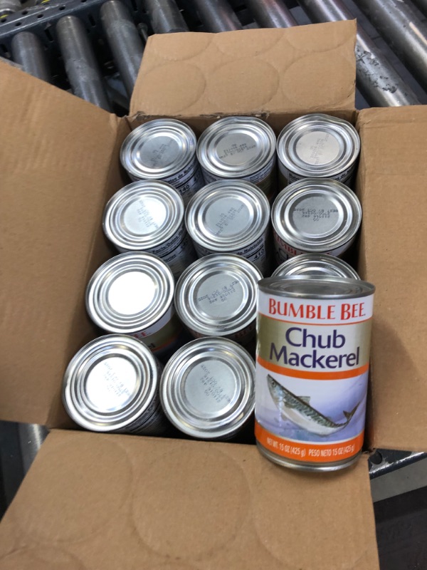 Photo 1 of BUMBLE BEE Chub Mackerel, Canned Mackerel, High Protein, Keto Food, Keto Snack, Gluten Free, Paleo Food, Canned Food, 15 Ounce Can (Pack of 12) - exp date oct - 2025