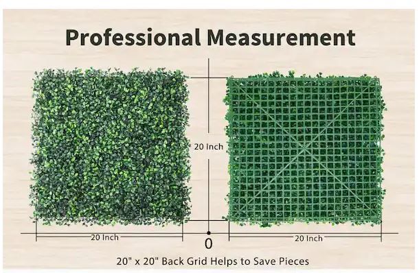 Photo 1 of 8-Piece 20 in. x 20 in. Artificial Boxwood Panels Grass Backdrop Wall Topiary Hedge Plant, UV Protected Faux Hedge
