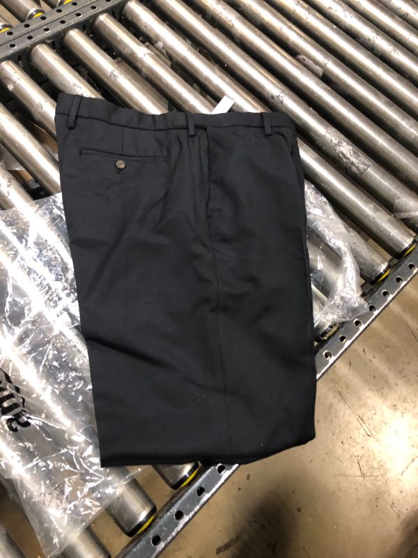 Photo 2 of Amazon Essentials Men's Classic-Fit Expandable-Waist Flat-Front Dress Pant Polyester Black 38W x 34L