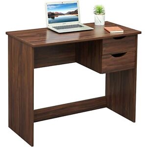 Photo 1 of Coavas Computer Desk w/ 2 Side Drawers For The Home Office, Brown, 35"
