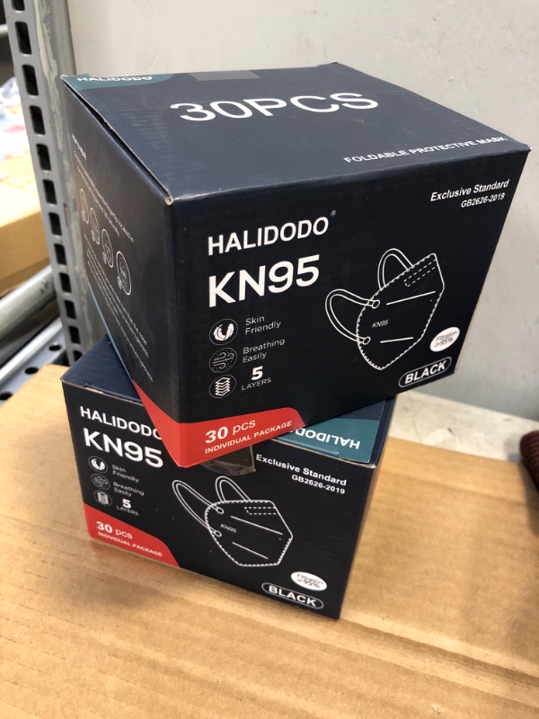 Photo 1 of 2 pack HALIDODO  KN95 Face Mask, 5-Plyers Protection Cup Dust Face Mask, Breathable Protection Mask for Women Man, Black
