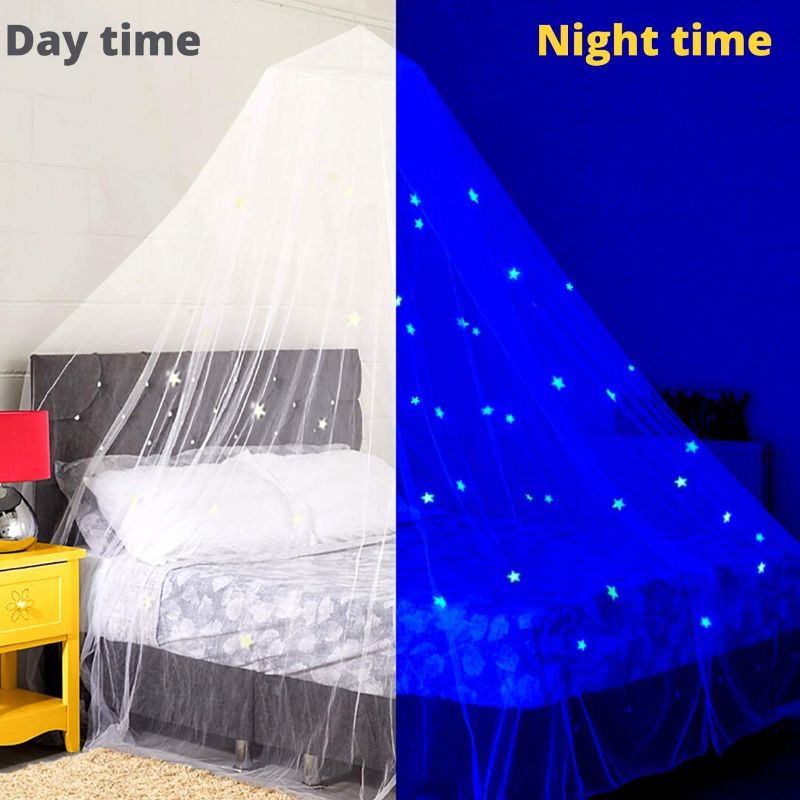 Photo 1 of Wremedies for easier living Bed Canopy Glow in The Dark Kids Baby Crib Play Tent Fairy Light Stars Large Mosquito Net Bedding Reading Nook
