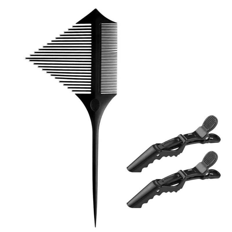 Photo 1 of Highlighting Comb with 2 Alligator Clips, Weaving Foiling Styling Hair Comb Rat Tail Comb, Balayage Comb for Hair Dyeing Sectioning Styling Balayage
