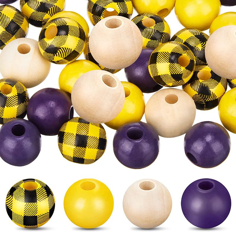 Photo 1 of  16 mm Halloween Wooden Beads Colored Buffalo Plaid Wood DIY Decor (Stylish Colors,Stylish Patterns)
