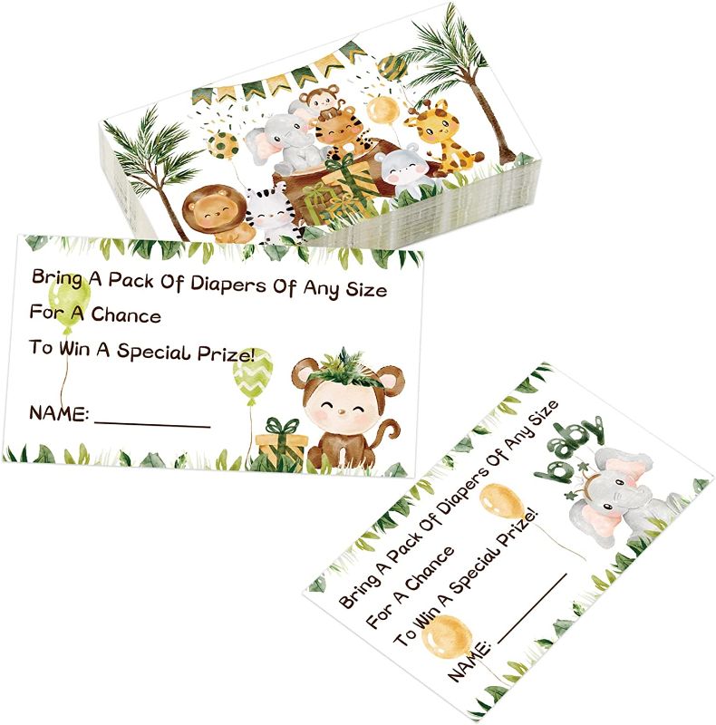Photo 1 of 3 pack Thanksgiving Animals Diaper Raffle Tickets and Sign Diaper Raffle Cards Baby Shower Party Games  
