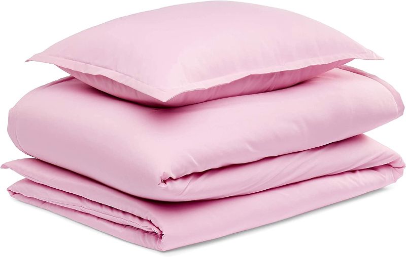 Photo 1 of Amazon Basics Soft, Easy Wash, Lightweight Microfiber Kids Duvet Cover Set (Duvet Insert Sold Separately) - Twin/ Pink
