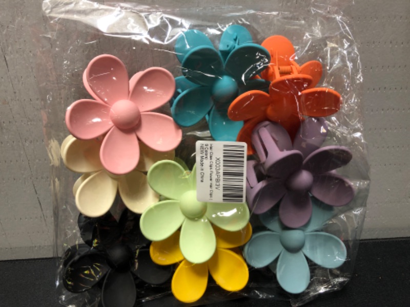 Photo 2 of Flower Hair Claw Clip 9PCS Hair Clips for Women Girls, Matte Non Slip Barrettes, Cute Hair Clips Large Hair Claw Clip for Thick/Thin Hair(9 Colors)
