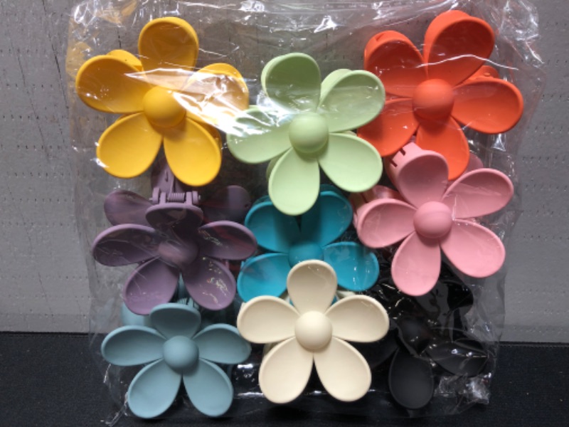 Photo 2 of Flower Hair Claw Clip 9PCS Hair Clips for Women Girls, Matte Non Slip Barrettes, Cute Hair Clips Large Hair Claw Clip for Thick/Thin Hair(9 Colors)
