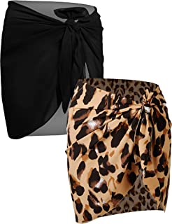 Photo 1 of Chuangdi 2 Pieces Women Beach Wrap Short Sarongs Bikini Cover Up Chiffon Swimsuit Wrap Skirts for Swimwea